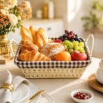 Cesto de Pão Café da Manhã com Forro Removível: elegante, prático e ideal para servir pães, frutas e mesa posta. - Imagem 3