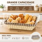 Cesto de Pão Café da Manhã com Forro Removível: elegante, prático e ideal para servir pães, frutas e mesa posta. - Imagem 5