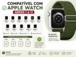 Kit 3 Pulseiras Nylon Elástico para Apple Watch: conforto, ajuste perfeito e compatibilidade com séries 1 a 11. - Imagem 4