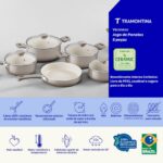 Jogo de Panelas Tramontina Veronese Bege 5 Peças: alumínio reciclado, aquecimento uniforme e revestimento cerâmico para cozinhar com praticidade. - Imagem 7