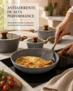 Conjunto de Panelas 5 Peças Antiaderente para Indução: cozinha sem grudar, com tampa de vidro e cabo amadeirado. - Imagem 3