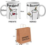 Kit Caneca e Almofada Flork Meme Aniversário: presente criativo e completo com caneca 325ml, almofada e sacola Kraft. - Imagem 5