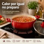 Jogo de Panelas Cerâmica 5 Peças Vermelho: antiaderente premium, livre de PFOA e com fundo reforçado para cozinhar com praticidade e saúde. - Imagem 4