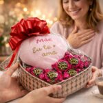 Cesta de Chocolates Presenteável em Formato de Coração com Sonho de Valsa e Coração de Pelúcia para Dia das Mães - Imagem 4