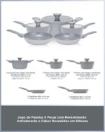 Conjunto de Panelas BLACK+DECKER 5 Peças Ceramic Pro: antiaderente, compatível com indução e tampas de vidro, ideal para sua cozinha. - Imagem 7