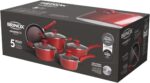 Jogo de Panelas 5 Peças Ceramic Life Optima Brinox Vermelho Carmin: antiaderente cerâmico, fundo de indução e fácil limpeza. - Imagem 7