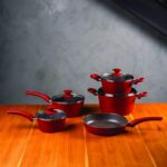 Jogo de Panelas 5 Peças Ceramic Life Optima Brinox Vermelho Carmin: antiaderente cerâmico, fundo de indução e fácil limpeza. - Imagem 8