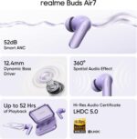 realme Buds Air 7: som premium, ANC 52 dB e 52 horas de bateria para comprar agora - Imagem 4