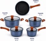 Jogo de Panelas Turim 5 Peças antiaderente cerâmico: compatível com indução, fácil de limpar e ideal para sua cozinha. - Imagem 4