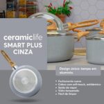 Jogo de Panelas Brinox Ceramic Life 5 Peças Smart Plus: antiaderente cerâmico, fundo de indução e fácil limpeza para cozinhar com mais praticidade. - Imagem 3