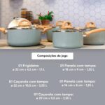 Jogo de Panelas Brinox Ceramic Life 5 Peças Smart Plus: antiaderente cerâmico, fundo de indução e fácil limpeza para cozinhar com mais praticidade. - Imagem 5