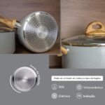 Jogo de Panelas Brinox Ceramic Life 5 Peças Smart Plus: antiaderente cerâmico, fundo de indução e fácil limpeza para cozinhar com mais praticidade. - Imagem 6