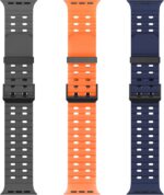 Pacote com 3 pulseiras esportivas de silicone macio para Apple Watch Ultra, conforto e respirabilidade em vários tamanhos. - Imagem 4
