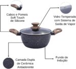 Jogo Panelas Caçarolas Indução 3 Peças: antiaderente cerâmica, fundo de indução e alta durabilidade para sua cozinha. - Imagem 3