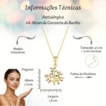 Colar Árvore da Vida banhado a ouro 18k com zircônias coloridas: símbolo de proteção, fé e elegância, pronto para presentear. - Imagem 4