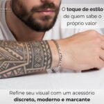 Bracelete masculino em aço inox ajustável 17,5 a 22 cm, brilhante, antialérgico e premium para presente elegante. - Imagem 5
