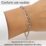 Bracelete masculino em aço inox ajustável 17,5 a 22 cm, brilhante, antialérgico e premium para presente elegante. - Imagem 8