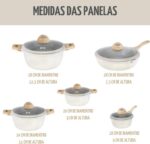 Jogo de 5 Panelas em Cerâmica Creme: antiaderente, elegante e versátil para indução, gás e elétrico. - Imagem 3