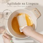 Jogo de 5 Panelas em Cerâmica Creme: antiaderente, elegante e versátil para indução, gás e elétrico. - Imagem 5