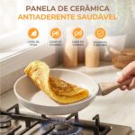 Jogo de Panelas Cerâmica Antiaderente 15 Peças: fundo triplo, compatível com indução, gás e elétrico. - Imagem 4