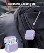 Estojo ESR para AirPods 4 roxo: proteção contra quedas, compatível com MagSafe e com cordão para uso prático. - Imagem 4