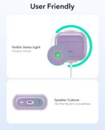 Estojo ESR para AirPods 4 roxo: proteção contra quedas, compatível com MagSafe e com cordão para uso prático. - Imagem 9
