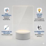 Luminária 3D LED com tela acrílica para recados: decoração criativa, USB, caneta mágica e presente perfeito. - Imagem 3