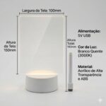 Luminária 3D LED com tela acrílica para recados: decoração criativa, USB, caneta mágica e presente perfeito. - Imagem 4