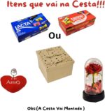 Cesta Romântica Lacta com rosa decorativa e almofada Te Amo, presente perfeito para o Dia dos Namorados. - Imagem 3