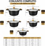 Jogo 5 Panelas Cerâmica Antiaderente: durabilidade, limpeza fácil e acabamento premium para sua cozinha. - Imagem 3