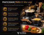 Jogo 5 Panelas Cerâmica Antiaderente: durabilidade, limpeza fácil e acabamento premium para sua cozinha. - Imagem 9