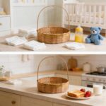 Cesta Redonda de Bambu 15cm: prática, elegante e versátil para fraldas, café da manhã e organização diária. - Imagem 4
