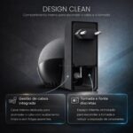 Suporte de Tomada Alexa Echo Pop: instalação sem furos, cabo organizado e visual clean em preto ou branco - Imagem 7