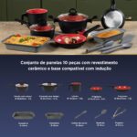 Jogo de Panelas Black+Decker 10 Peças Ceramic Line com revestimento cerâmico antiaderente e compatível com indução. - Imagem 5