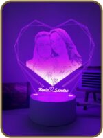 Luminária 3D Led 16 Cores Personalizada: presente criativo com base touch e foto gravada a laser. - Imagem 4