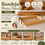 Cesta Bandeja Madeira Pinus 24x33 cm com Alça: ideal para café da manhã, presentes e decoração rústica artesanal. - Imagem 4
