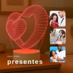 Luminária Corações 3D: presente criativo com luz suave e 16 cores para decorar quarto e emocionar quem você ama. - Imagem 3
