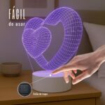Luminária Corações 3D: presente criativo com luz suave e 16 cores para decorar quarto e emocionar quem você ama. - Imagem 5