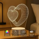 Luminária Corações 3D: presente criativo com luz suave e 16 cores para decorar quarto e emocionar quem você ama. - Imagem 6