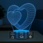 Luminária Corações 3D: presente criativo com luz suave e 16 cores para decorar quarto e emocionar quem você ama. - Imagem 7