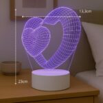 Luminária Corações 3D: presente criativo com luz suave e 16 cores para decorar quarto e emocionar quem você ama. - Imagem 8