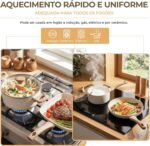 Jogo de Panelas Cerâmica Antiaderente 19 Peças: fundo triplo, indução e limpeza fácil para cozinhar com mais praticidade. - Imagem 6