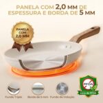 Jogo de Panelas Cerâmica Antiaderente 13 Peças: fundo triplo, aquecimento uniforme e compatível com indução, gás e elétrico - Imagem 4