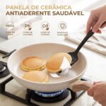 Jogo de Panelas Cerâmica Antiaderente 13 Peças: fundo triplo, aquecimento uniforme e compatível com indução, gás e elétrico - Imagem 5
