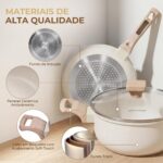 Jogo de Panelas Cerâmica Antiaderente 13 Peças: fundo triplo, aquecimento uniforme e compatível com indução, gás e elétrico - Imagem 8