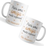 Caneca Aniversário Amiga Muito Especial, presente feminino de 325ml em cerâmica, ideal para emocionar e presentear com carinho. - Imagem 3