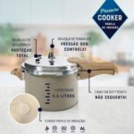 Panela de Pressão Oster Bravada 4,5L com revestimento cerâmico, fundo triplo e compatível com indução. - Imagem 3