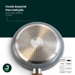 Conjunto de Panelas 5 Peças antiaderente cerâmico, compatível com indução e todos os fogões, com tampas de vidro e alumínio. - Imagem 3