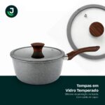 Conjunto de Panelas 5 Peças antiaderente cerâmico, compatível com indução e todos os fogões, com tampas de vidro e alumínio. - Imagem 5