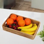 Bandeja de vime com alças, leve e resistente, ideal para servir, organizar e decorar mesa com estilo natural - Imagem 4